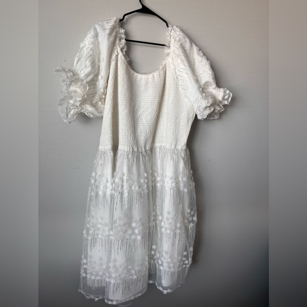 Plus size white floral dress from JessaKae